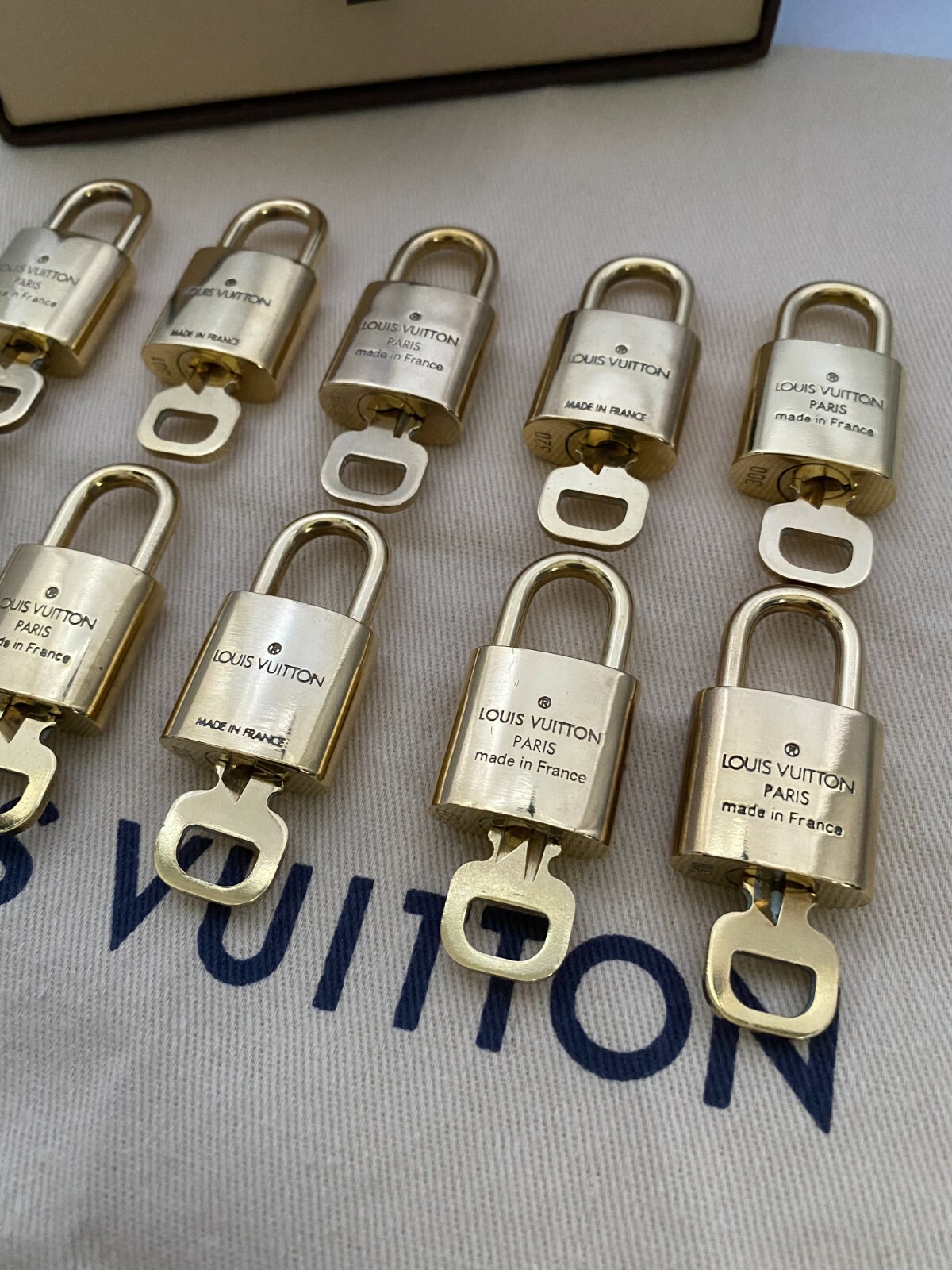 Louis Vuitton Padlock & Keys 10Set Brass Gold Accessories (Number random) No Box