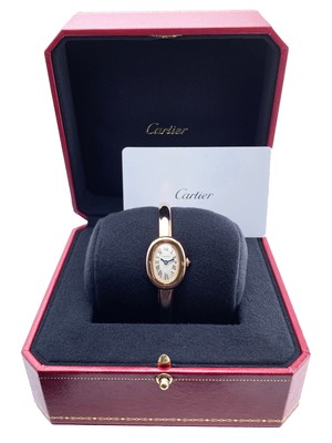 Pre-owned Cartier Baignoire Wgba0036 Size 17 Rose Gold Ladies Watch Box Papers