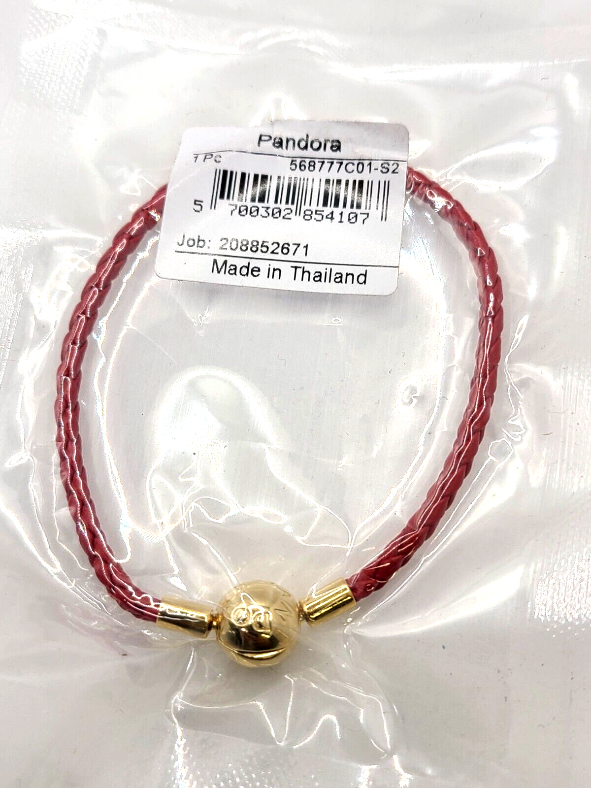 PANDORA 赤 レザー ブレスレット Pandora Moments Red Woven Leather Bracelet | Gold plated