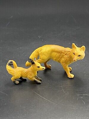 Vintage Hard Plastic Fox Toy Figures Hong Kong