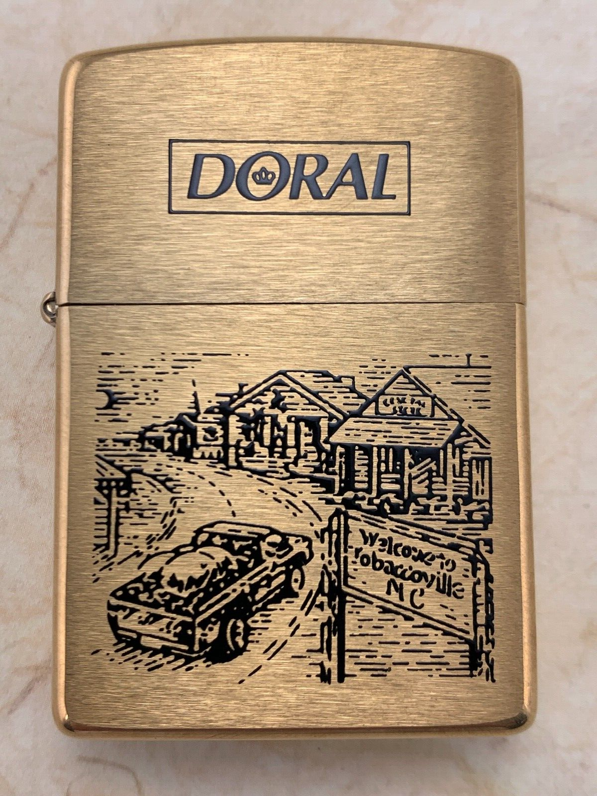 Zippo Doral Brass Lighter 1996 NOS W/Box & Guarantee
