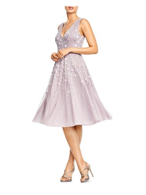 AIDAN MATTOX Женское Фиолетовое Вечернее Платье Без Рукавов До Колена + Расклешенное Платье 10