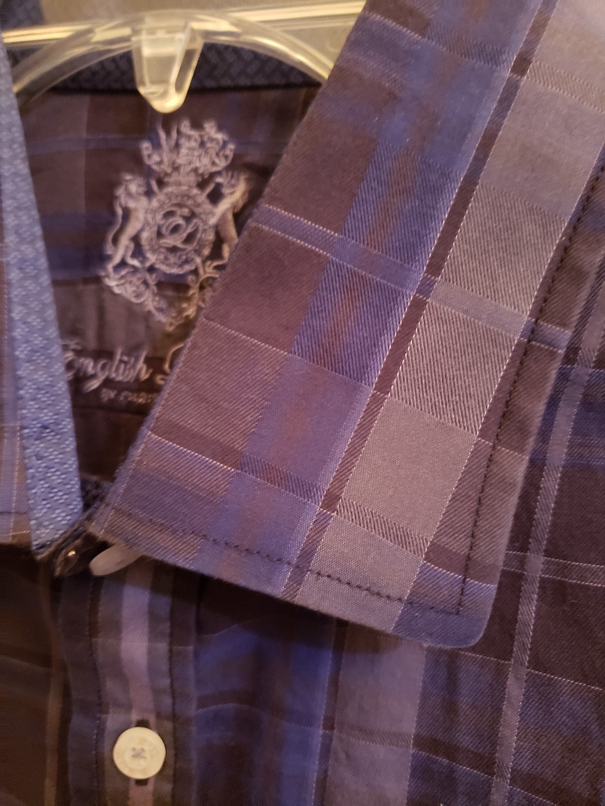 Download English Landry Men's Dark Purple Plaid Cotton Button Front ...