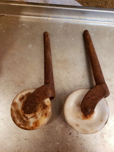 Vintage furniture casters - porcelain, metal  restoration & salvage, 4