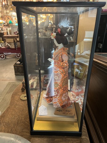 ⭐ 高級感あり｜ガラスケース入り和人形　逸品 Japanese Doll❤️ Vintage Japanese Geisha Doll 17” w/ Glass Case NO MIN NO RESERVE