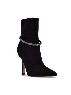 Женские черные расклешенные пинетки NINE WEST с острым носком и ремешком, украшенные Фербой, 10 М