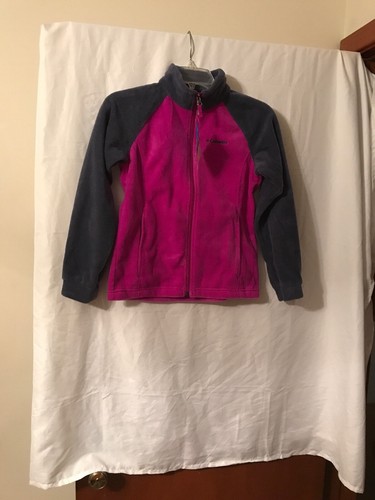 Columbia Three Lakes Pink & Gray  Fleece Jacket Girls 10-12 M Full Zip NWT