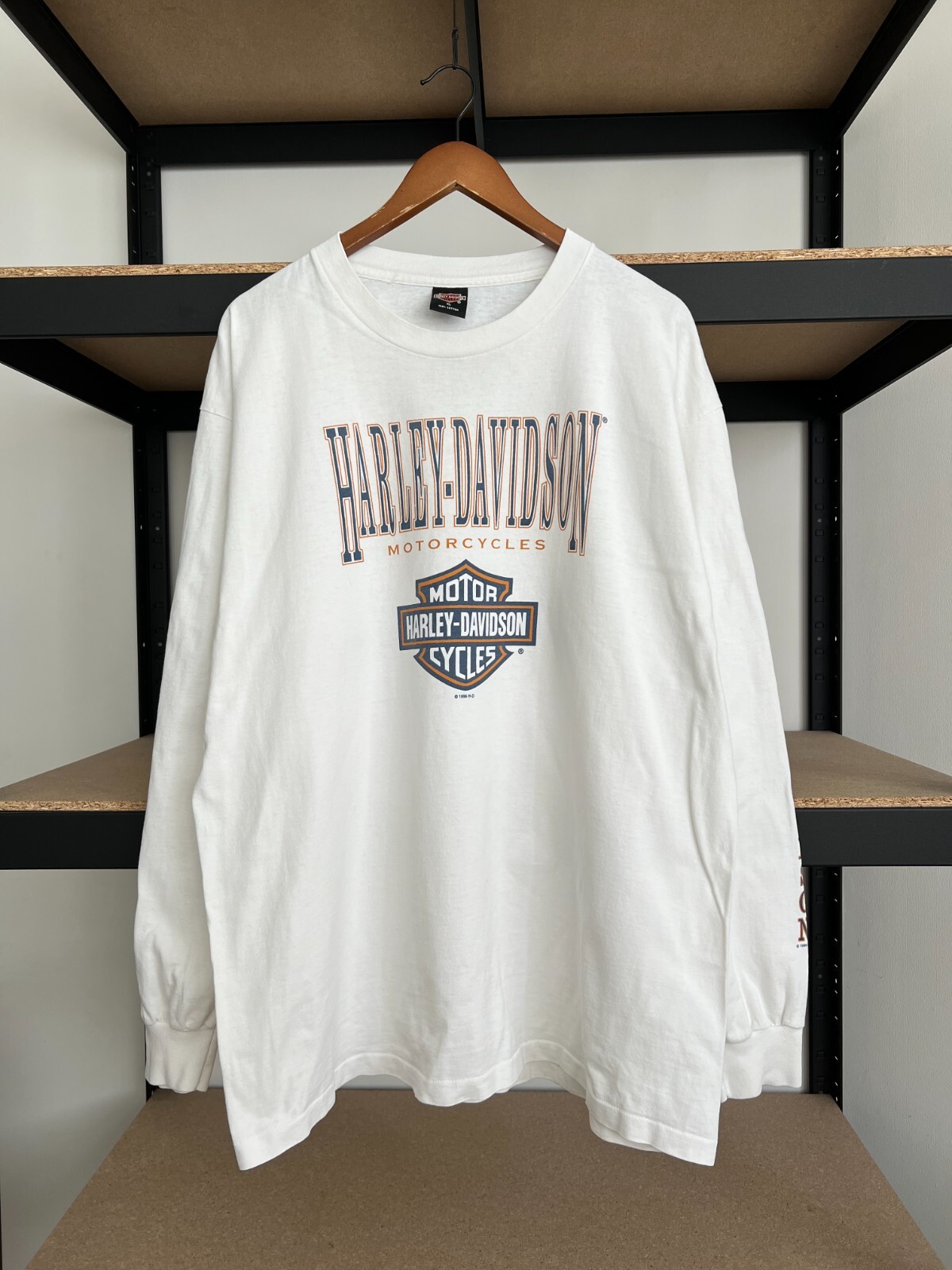 Vintage 1996 Harley Davidson Motorcycles White Long Sleeve T-shirt 