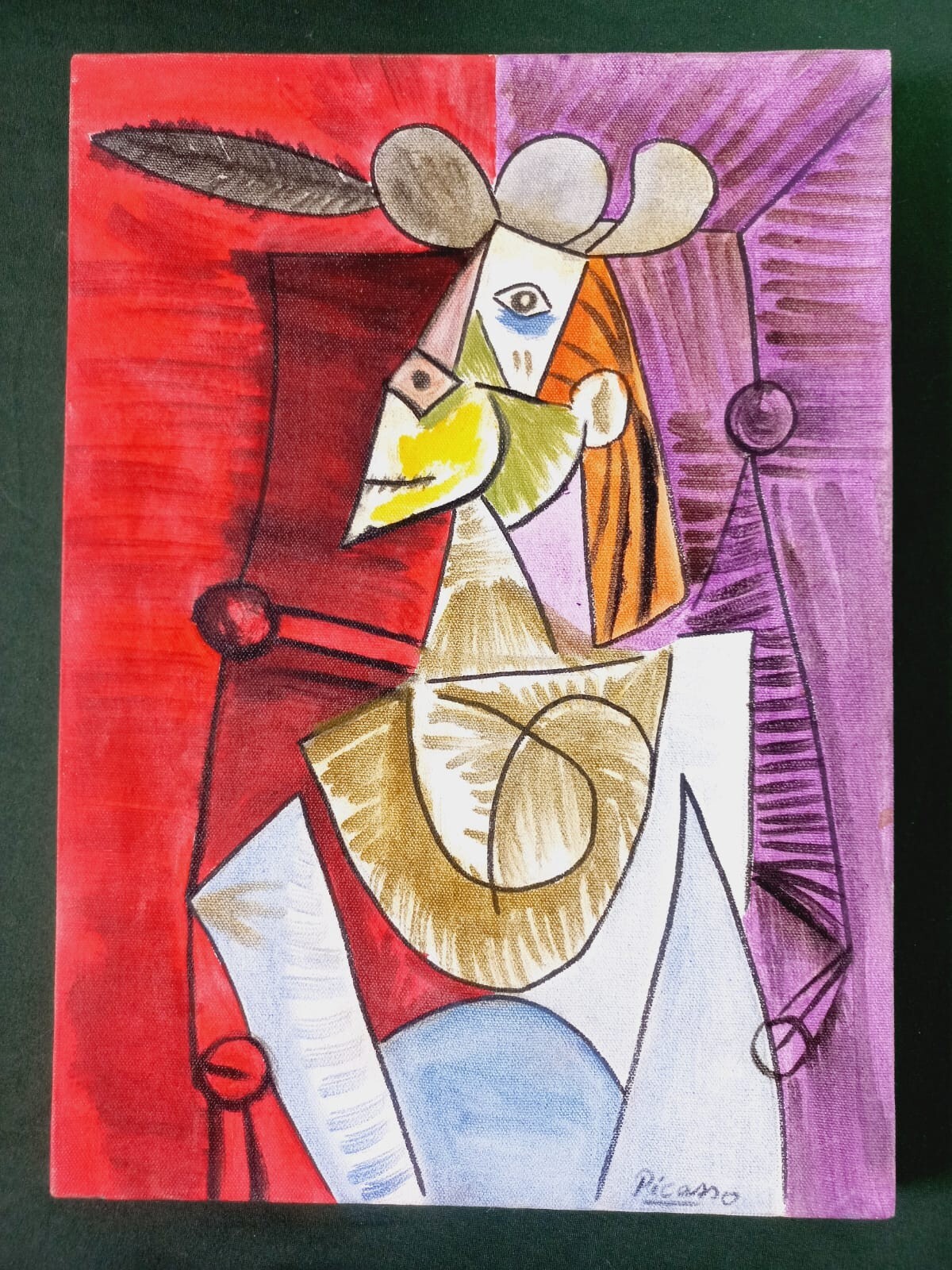 Pablo Picasso painting on antique oil canvas, signed and