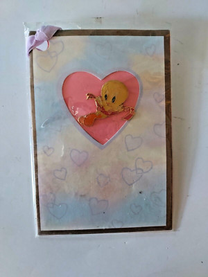 Tweetie Bird Warner Bros ribboned heart 1999 Collectible Lapel Pin
