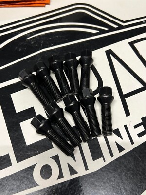 10 X M14 X 1.25 BLACK TAPERED ALLOY WHEEL BOLTS 40MM BMW 1 SERIES F20 F21