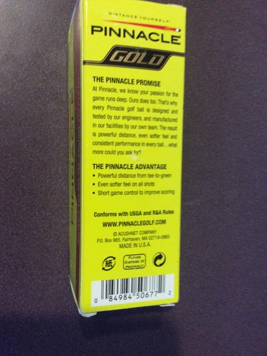 Pinnacle Gold Yellow Softer More Distance Pack Of 3 Golf Balls