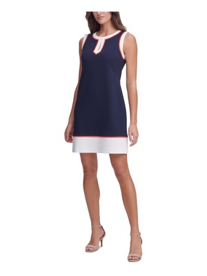

TOMMY HILFIGER Женское синее платье трапециевидного силуэта без рукавов с разрезом, Синий