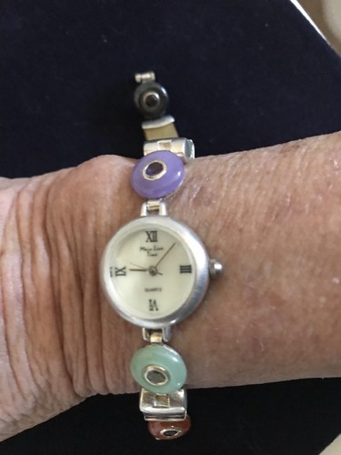 Vintage Main Line Time quartz watch with gemstones in sterling silver (925)