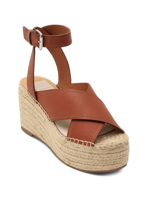 

SAM EDELMAN Женские коричневые кожаные туфли Carsie 2 на платформе с открытой танкеткой 7,5, Коричневый, CARSIE