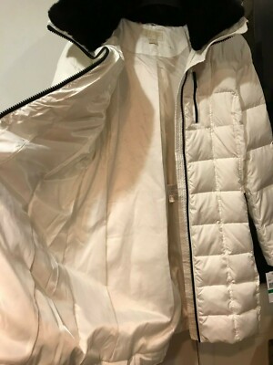 Pre-owned Michael Kors Mk Outerwear Winter Church Hood Puffer Parka Down Coat Size M L Xl In Bone