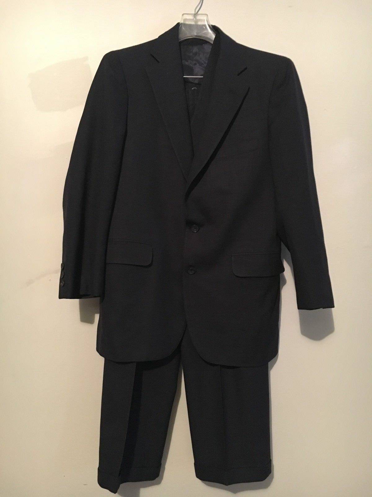 Norman Hilton Cobey Custom Navy Button Men Suit Jacket 38R Pant 34