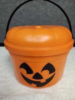 Vintage 1986 McDonalds Halloween Pumpkin Bucket McPunk'n Happy Meal Pail & Lid