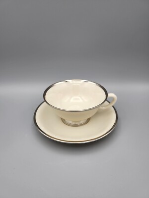 Lenox Montclair Ivory Footed with Platinum Trim Cup and Saucer Set B-501