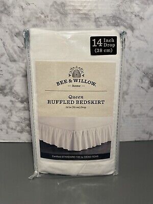 NWT Bee & Willow 14  Drop Queen Dust Ruffle Bedskirt White 60  x 80  Elegant
