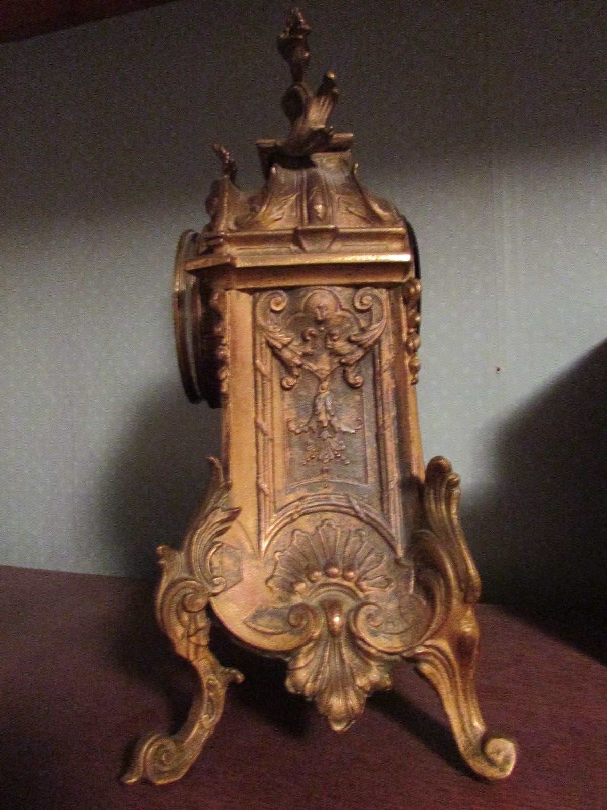 Waterbury mirror metal bust Mantel Clock gold gilt WORKING excellent condition!