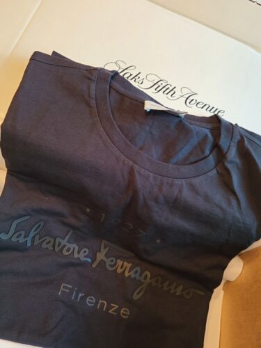 Pre-owned Ferragamo $590 Salvatore  Men's Logo Crew Neck T-shirt Size Xl Black