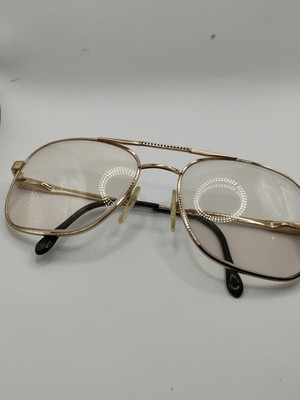 Luxottica JIM Eyeglass Frames 58-18 140 Aviator Whitegep Gold Excellent