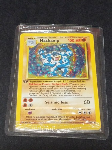 pokemon card machamp 1st edition value Machamp Pokemon Base Set 2-Player CD Starter 1st Edition Cosmos Holo #8 CGC  7.5