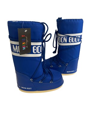 Moon Boot Tecnica Nylon Snow Boots Icon Electric Blue US 7 8.5 NWT Retro Ski