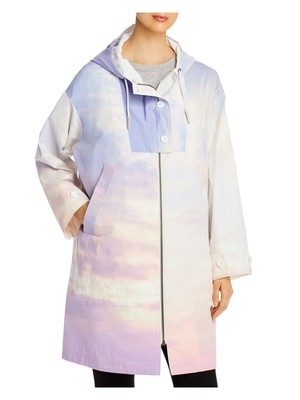 Pre-owned Y's Ys Army Womens White Color Block Zip Up Winter Jacket Coat 36