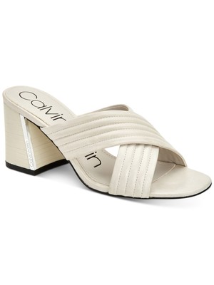 

CALVIN KLEIN Женские белые кожаные сандалии с логотипом Rooena Slip On, Белый, E8951