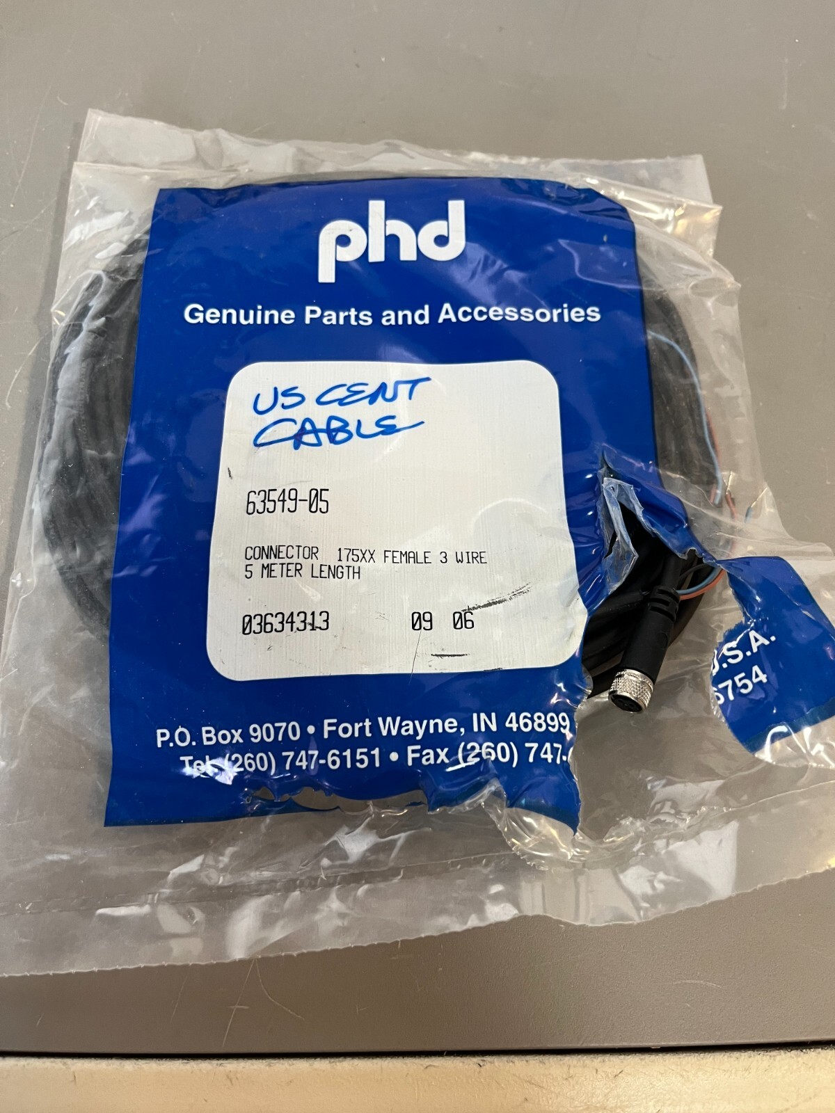 IC−DPR3 Phd Inc 63549-05 Connector, 175XX Female 3 Wire 5 Meter