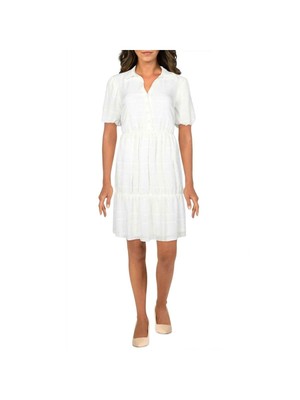 

KENSIE DRESSES Женское белое платье-футляр на пуговицах спереди с короткими рукавами, Белый