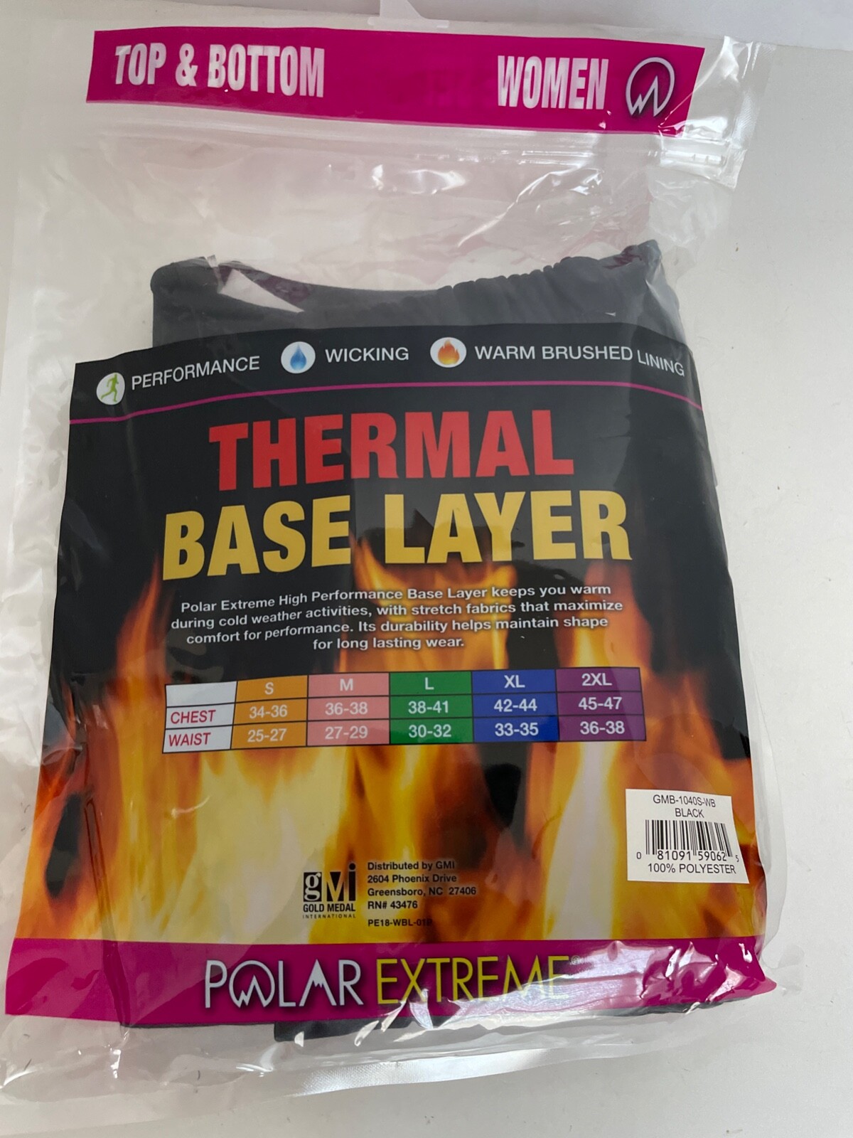 NIP Polar Extreme Thermal Top & Pants Black Base Layer Womens Medium  Winter