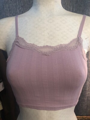 NEW Honeydew Cotton Cami Bralette Purple Built in Shelf Bra Medium M  Crop