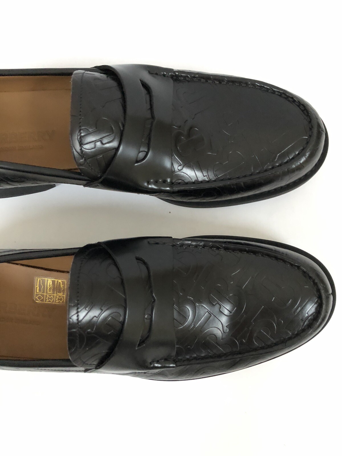 Pre-owned Burberry Mens Emile Penny Loafer Black Embossed Leather Msrp $680 Abfb