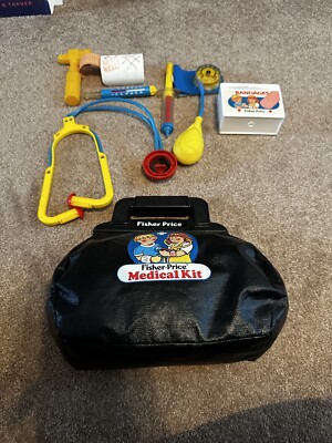 Fisher Price Medical Kit Vintage 1980s Doctor Bag Pretend Play Toy