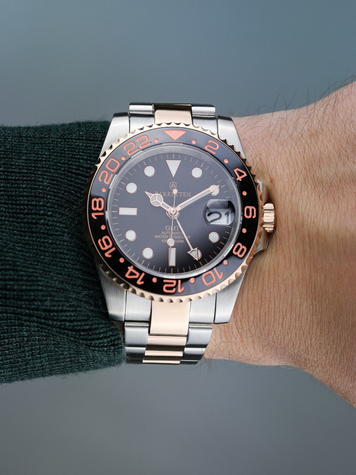 Pre-owned Seiko Barretten Rootbeer Gmt Custom Watch  Nh34 Men's Waterproof Ceramic Sapphire