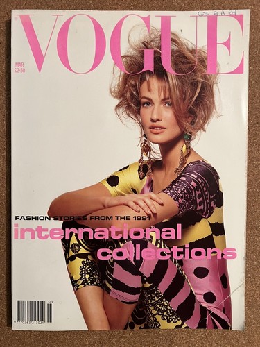 VOGUE UK Magazine Karen Mulder March 1991 Vintage British Fashion