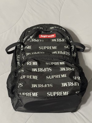 FW16 Supreme 3M Reflective Repeat Backpack Black Bag Cordura Fabric Red Box Logo