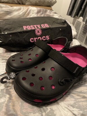 Men s CROCS X POST MALONE Duet Max Black/Pink Clogs SIZE 9