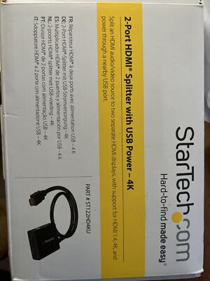 StarTech.com 4K HDMI 2Port HDMI Splitter With USB Power P/N: ST122HD4KU