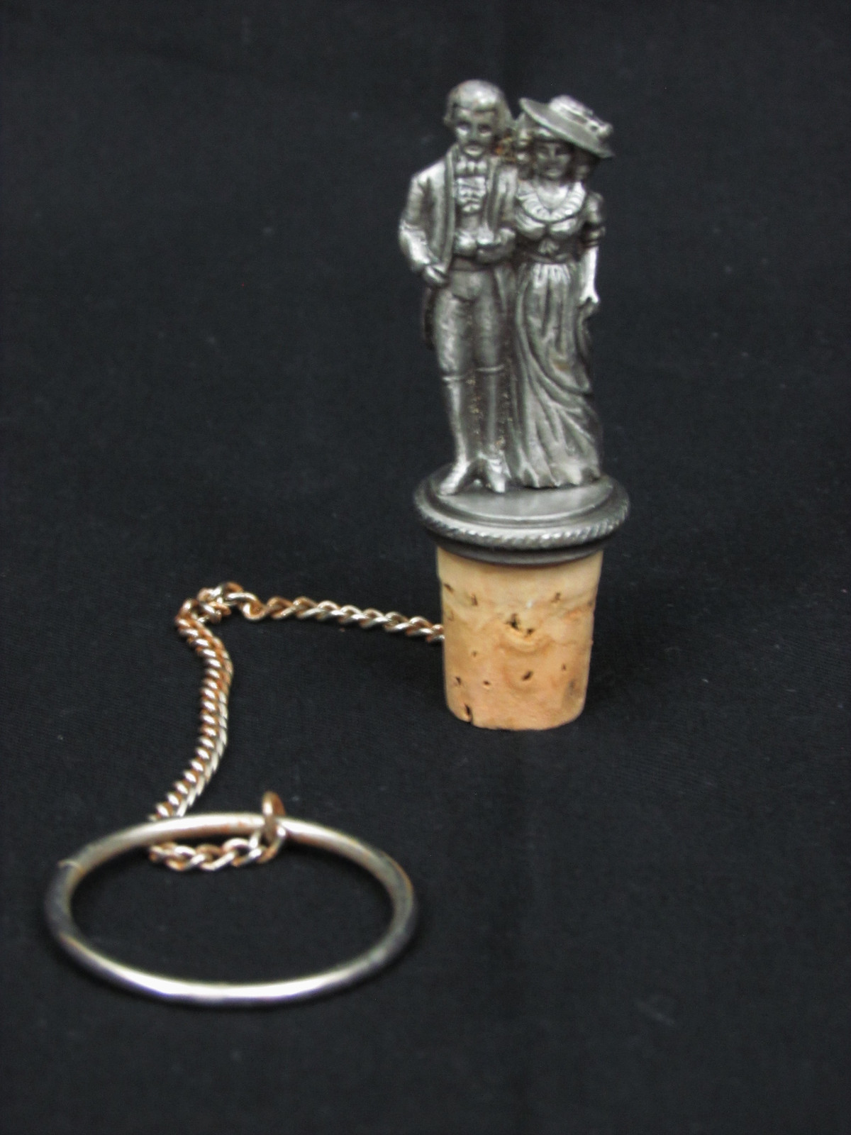 Pewter Wine Stopper Man & Women w/Chain