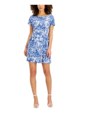 

CONNECTED APPAREL Женское синее короткое платье без подкладки с короткими рукавами Petites, Синий