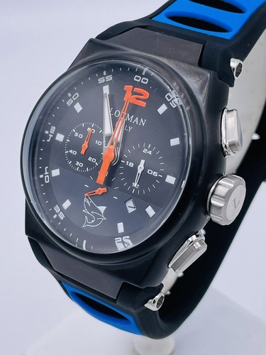 Pre-owned Locman Mare Chrono Pvd 555kkbl/549 44mm Rubber Discounted