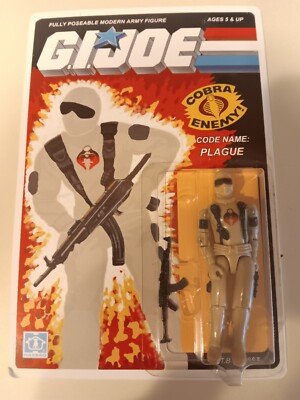 Gi Joe Custom Carded Plauge 3 3/4 Action Figure Black Major Red Lazer MOC