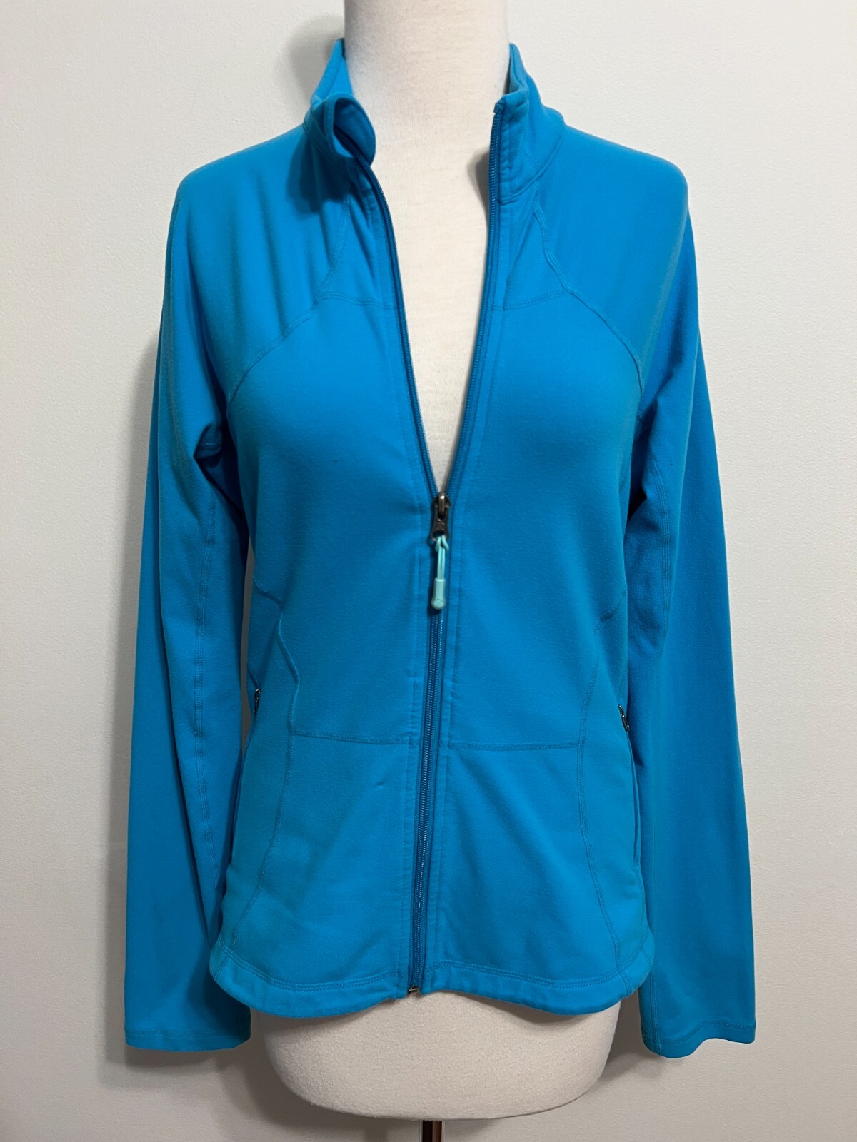 Lululemon Yohari Zip Front Jacket 10 Blue Mock Neck Tie