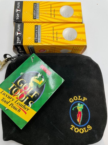 Lot Of 2 Sleeves Top Flite With Leather Golf Tools Pouch