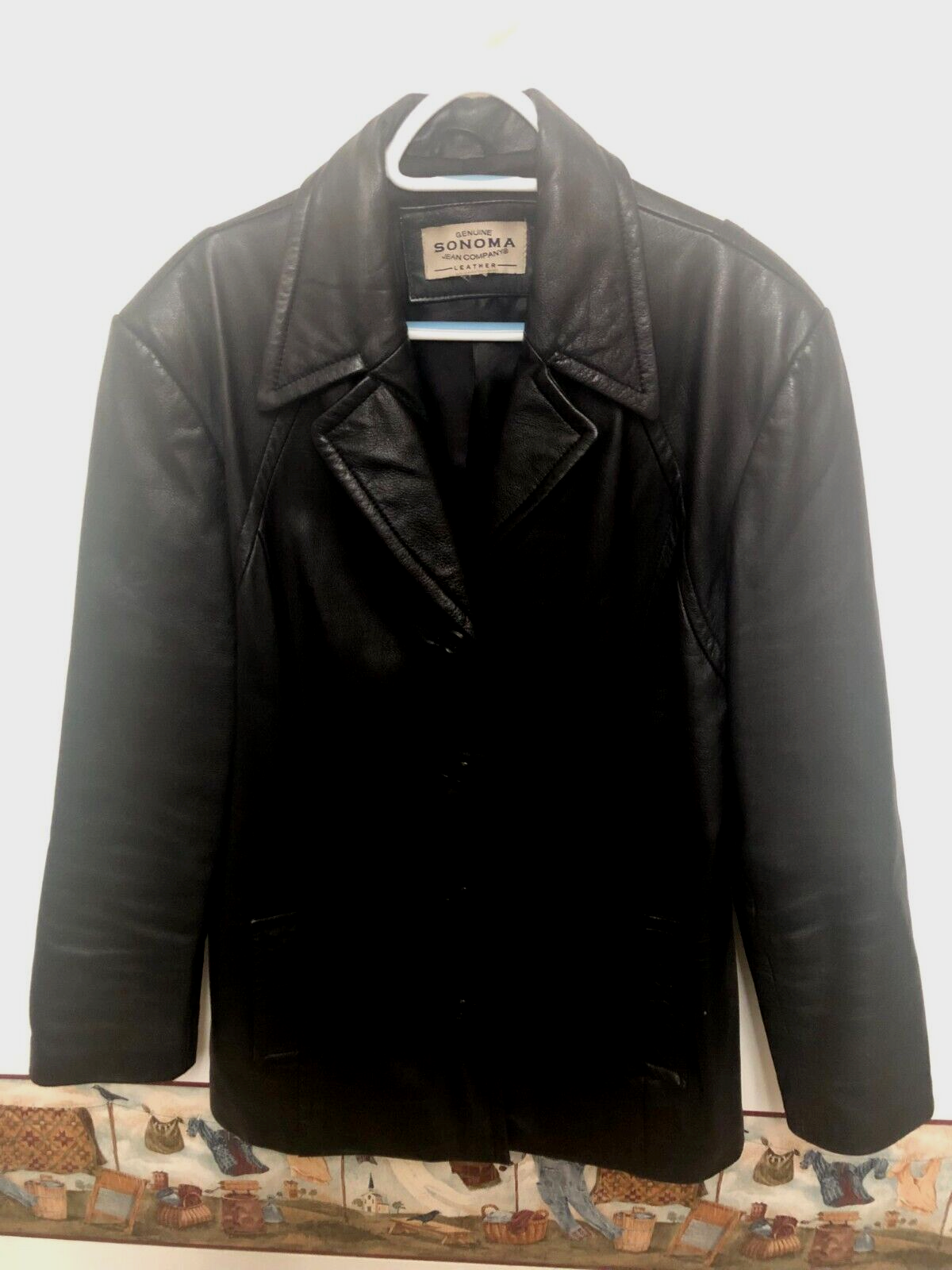Women's Genuine Sonoma Jean Company Black Leather Coat Size L