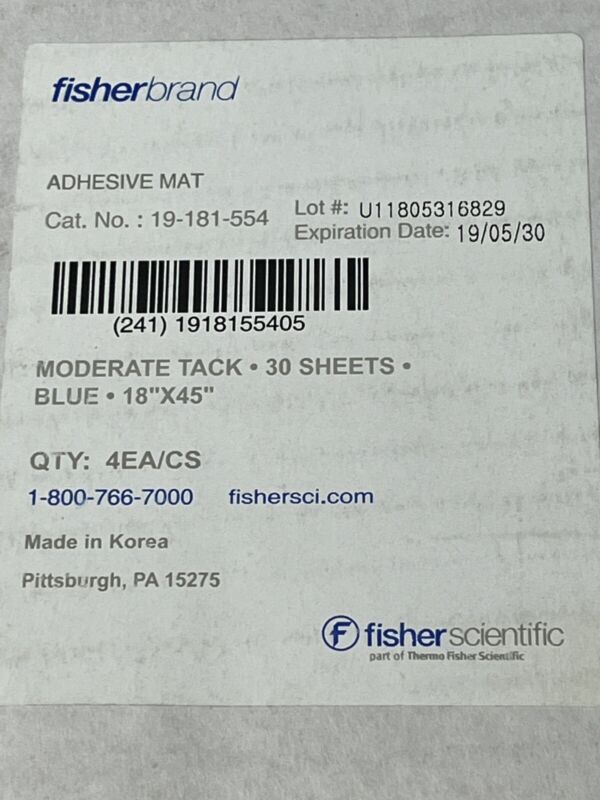 Fisherbrand 19-181-554 Clean Room Mat - Pack of 2 Mats of 30 Sheets Each